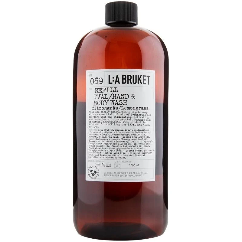 L:A Bruket 069 Hand & Body Wash Refill 1000 Ml - Lemongrass 3 L:A Bruket 069 Hand & Body Wash Refill 1000 Ml - Lemongrass